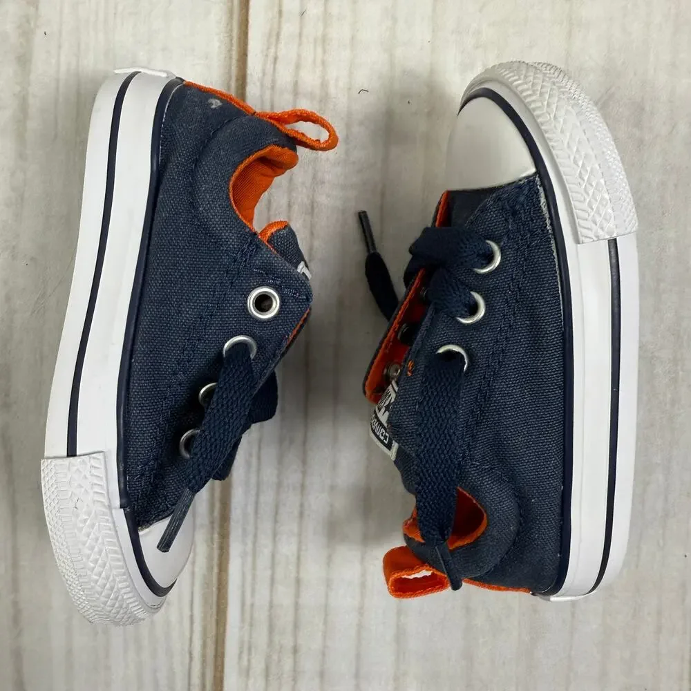 Kids Converse All Star Navy Orange Lace Up Sneakers Shoes Size 6 Toddler